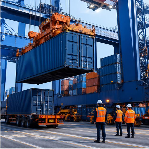 Contenedores preparados para transporte marítimo